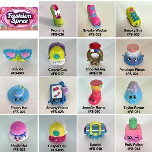 Shopkins Fashion Spree Lot - 15 Figures, Hats, Shoes, Bags & Checklist!